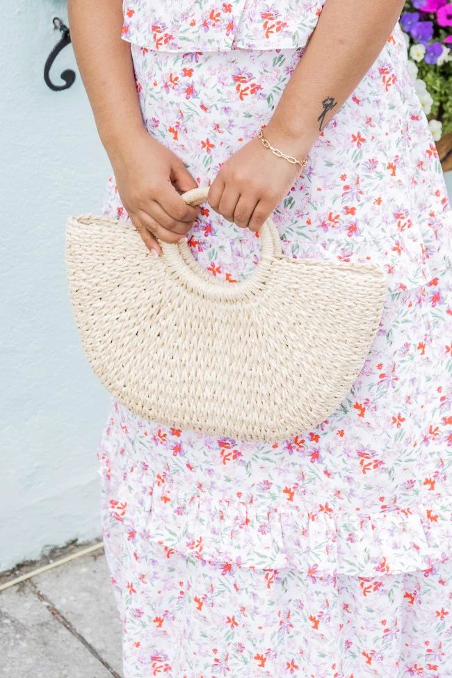 Getaway Plan Natural Straw Purse | Pink Lily