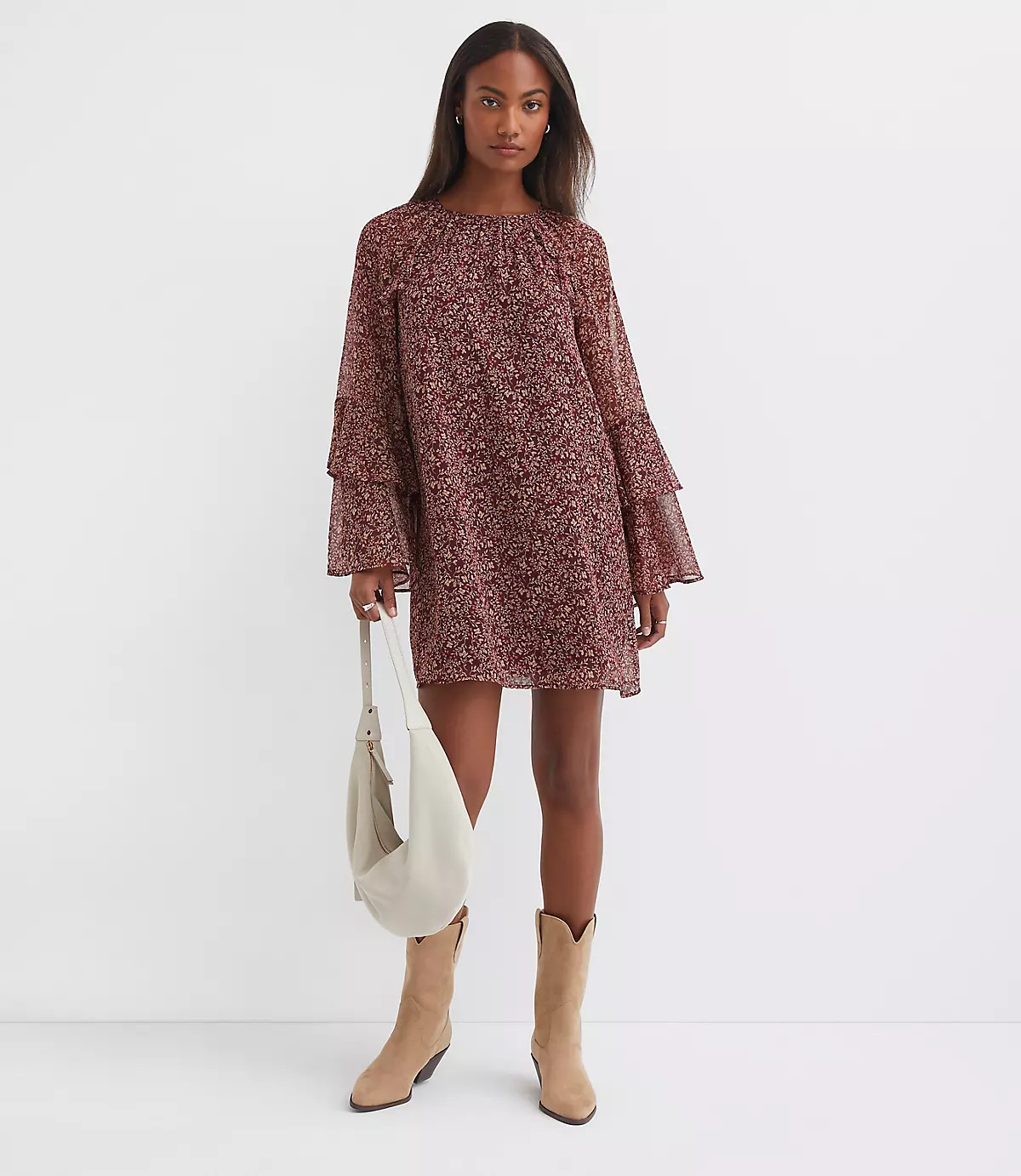 Petite Floral Ruffle Mini Dress | LOFT