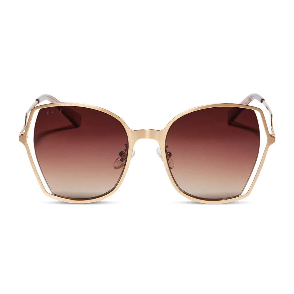 COLOR: brushed gold taupe rose gradient sunglasses | DIFF Eyewear