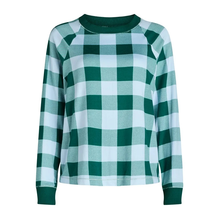 Joyspun Women’s Hacci Knit Buffalo Plaid Sleep Top with Long Sleeves, Sizes XS-3X | Walmart (US)