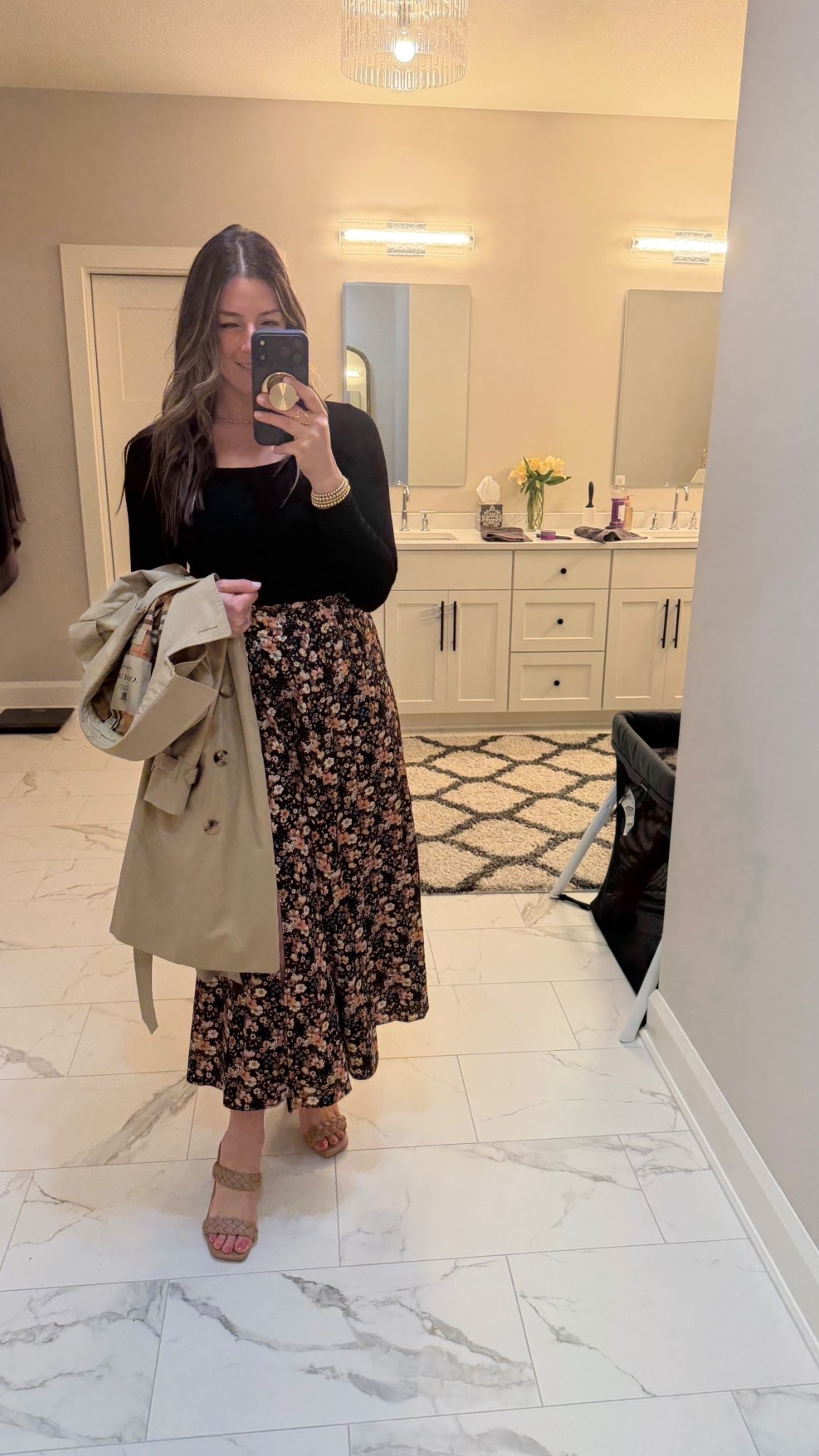 Sunday outfit // baby shower outfit // skirt 