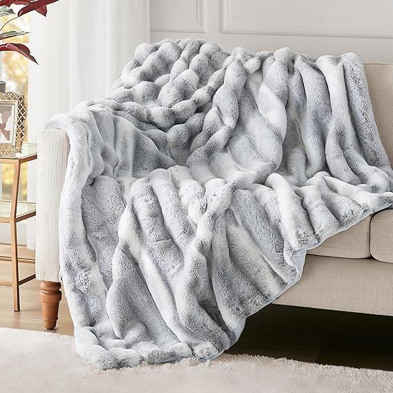 Hyde Lane Luxury Fluffy Faux Rabbit Fur Throw Blanket - Ultra Soft Cozy Blankets for Sofa, Couch,... | Amazon (US)