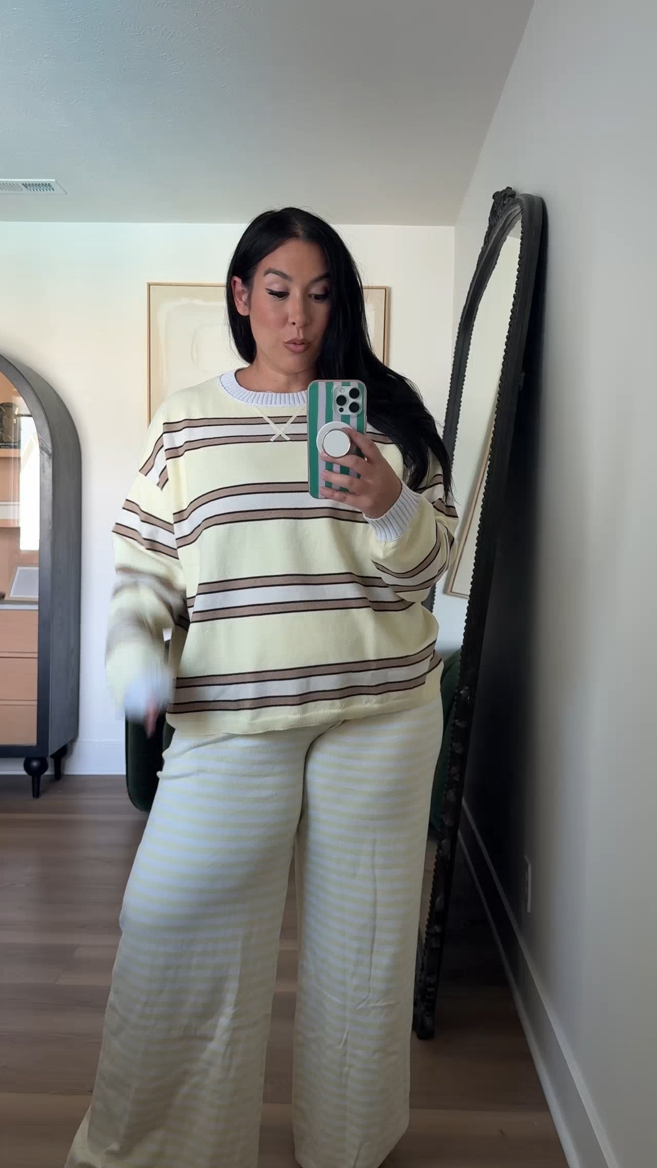 How cute is this color combo for fall! 

Top: L
Pant: L Long

aerie, casual outfits, cozy outfits, fall outfits, mid size outfit ideas for fall, affordable outfits, fall trends, stripes for fall 

 #LTKootd #LTKMidsize