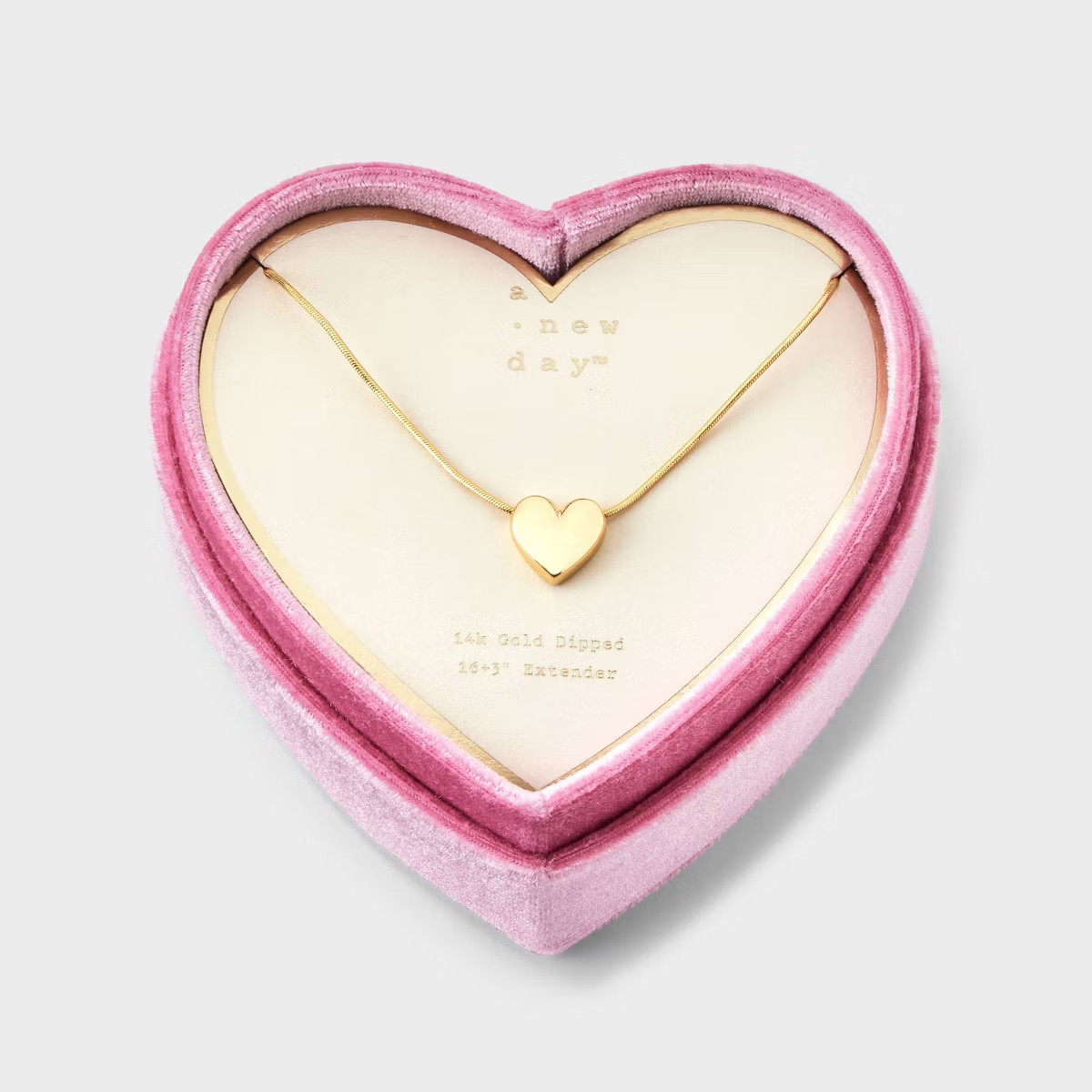 14k Gold Dipped Heart Slider on Snake Chain 1pc Necklace - A New Day™ Gold | Target