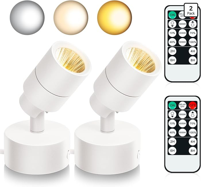 2 Pack LED Spot Lights Indoor, 5W Uplighting with Remote Control Dimmable & Timer, Uplights Indoo... | Amazon (US)