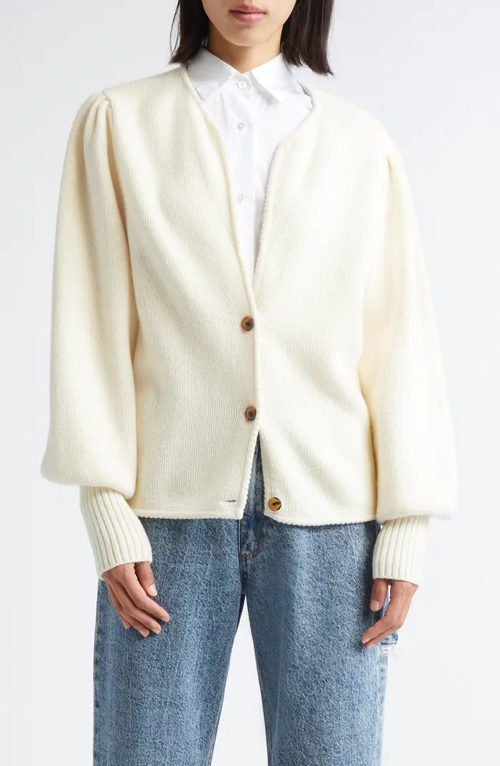 Tanner Fletcher Gender Inclusive Juliet Balloon Sleeve Wool Cardigan | Nordstrom | Nordstrom