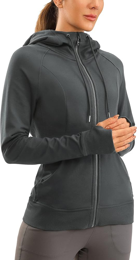 CRZ YOGA Women's Full Zip Hooded Sweatshirts Workout Sweat Jackets Slim Fit Running Track Hoodies... | Amazon (US)