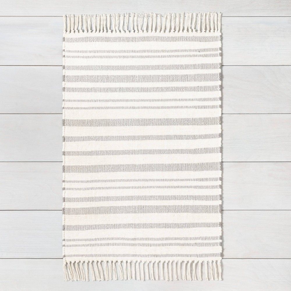2'x3' Rug with Fringe Gray - Hearth & Hand with Magnolia, Adult Unisex, Size: 2'x'3' | Target