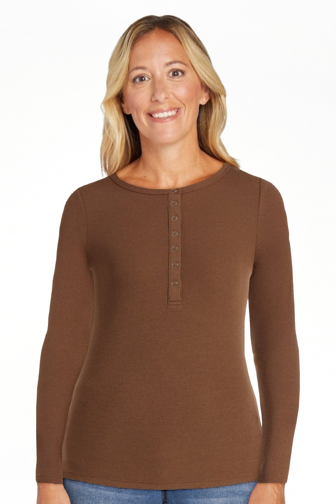 Time and Tru Women's Ribbed Henley Shirt with Long Sleeves, Sizes XS-XXXL | Walmart (US)