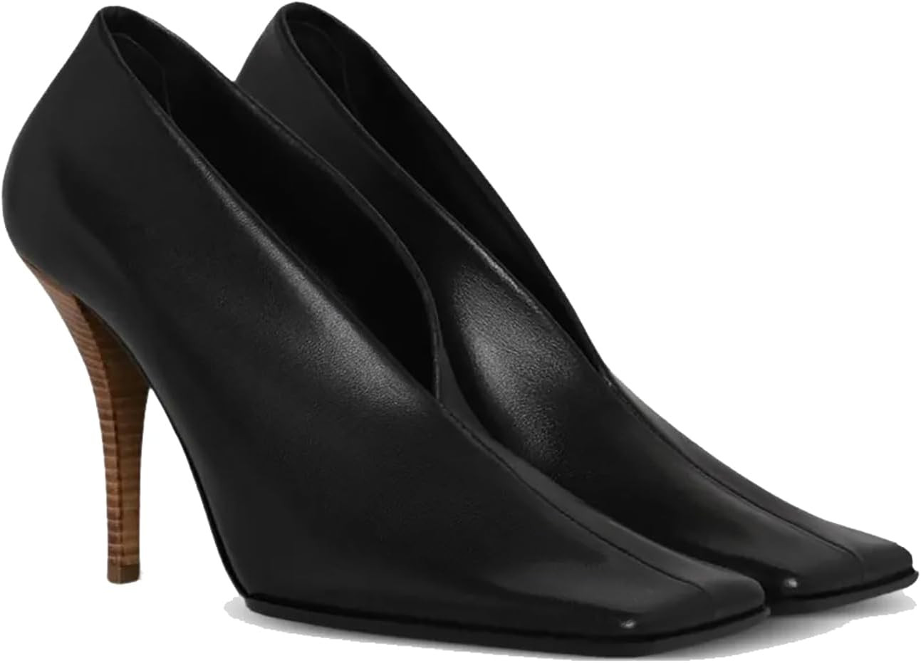 Women's Square Toe Pumps, Stiletto Heel V-Cut Closed Square Toe Slip On Heels for Office Evening Casual | Amazon (US)