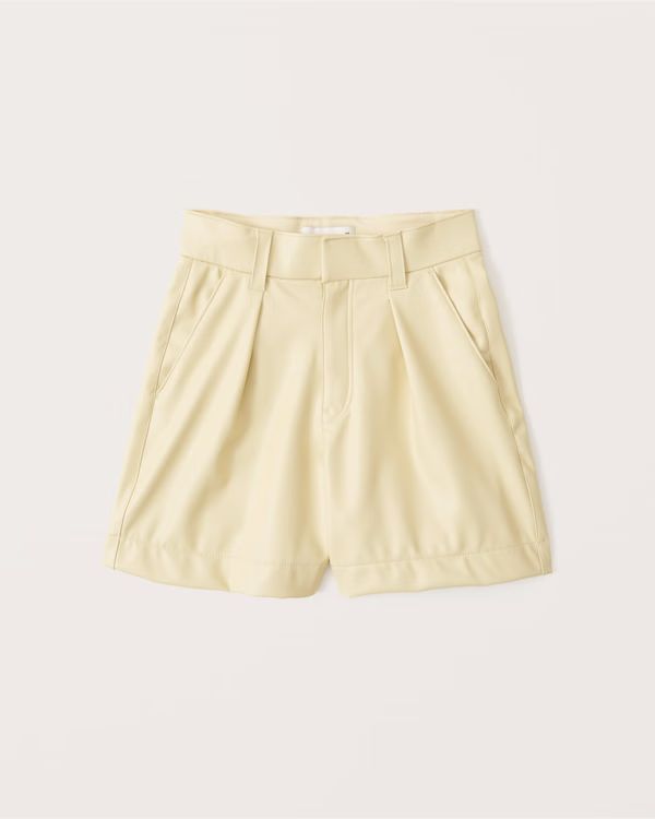 Women's 6 Inch Vegan Leather Tailored Shorts | Women's Clearance | Abercrombie.com | Abercrombie & Fitch (US)