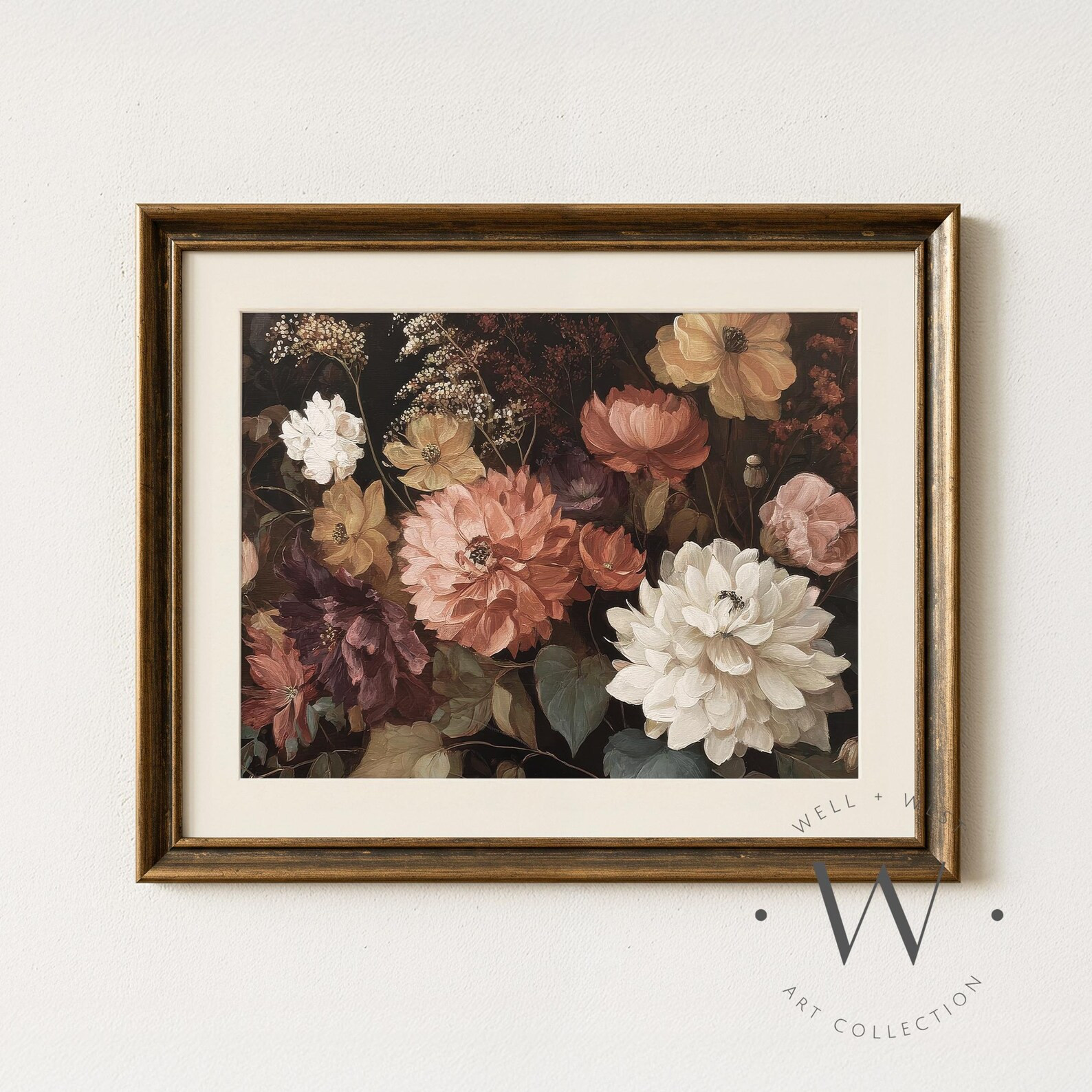 Autumn Floral Print | Vintage Style Fall Flower Painting | Thanksgiving Decor | Moody Botanical P... | Etsy (US)