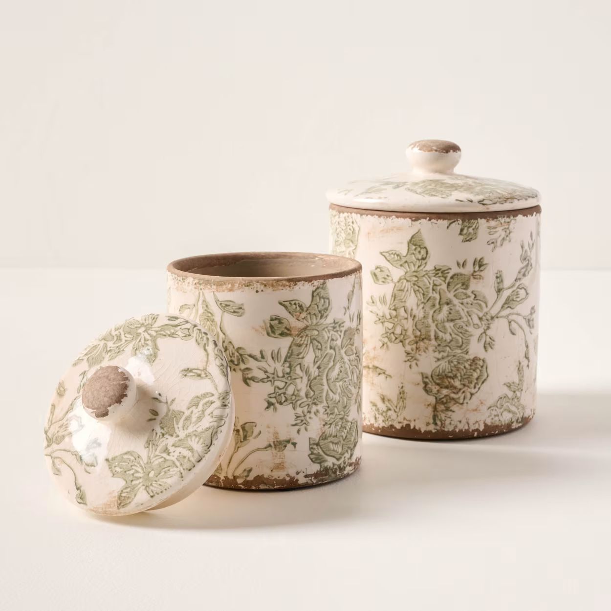 Green and White Distressed Canister | Magnolia