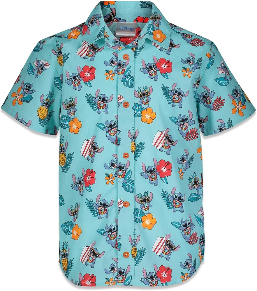 Disney Lilo & Stitch Mickey Mouse Lion King Simba Hawaiian Button Down Shirt Toddler to Big Kid | Amazon (US)