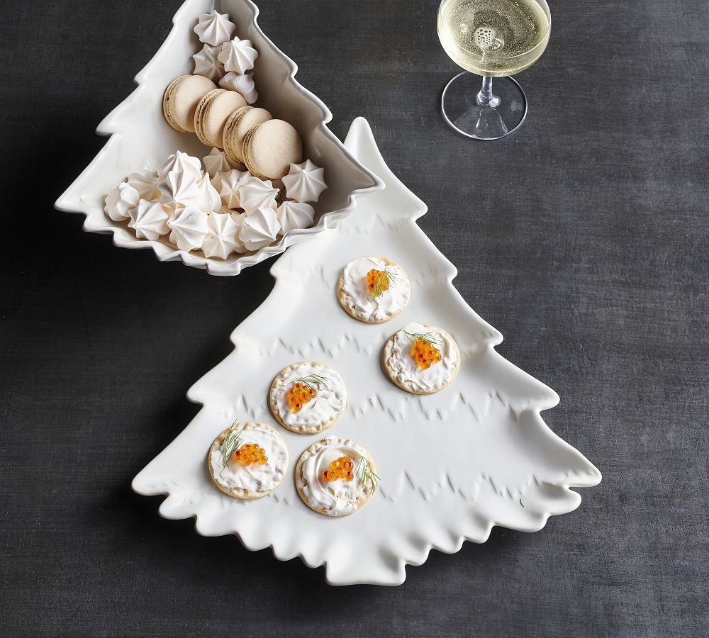 Holiday Tree Shaped Stoneware Serving Platter | Pottery Barn (US)