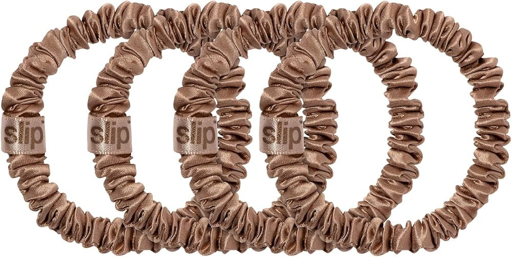 Slip Silk Skinny Scrunchies - Light Brown - 100% Pure 22 Momme Mulberry Silk Scrunchies for Women... | Amazon (US)