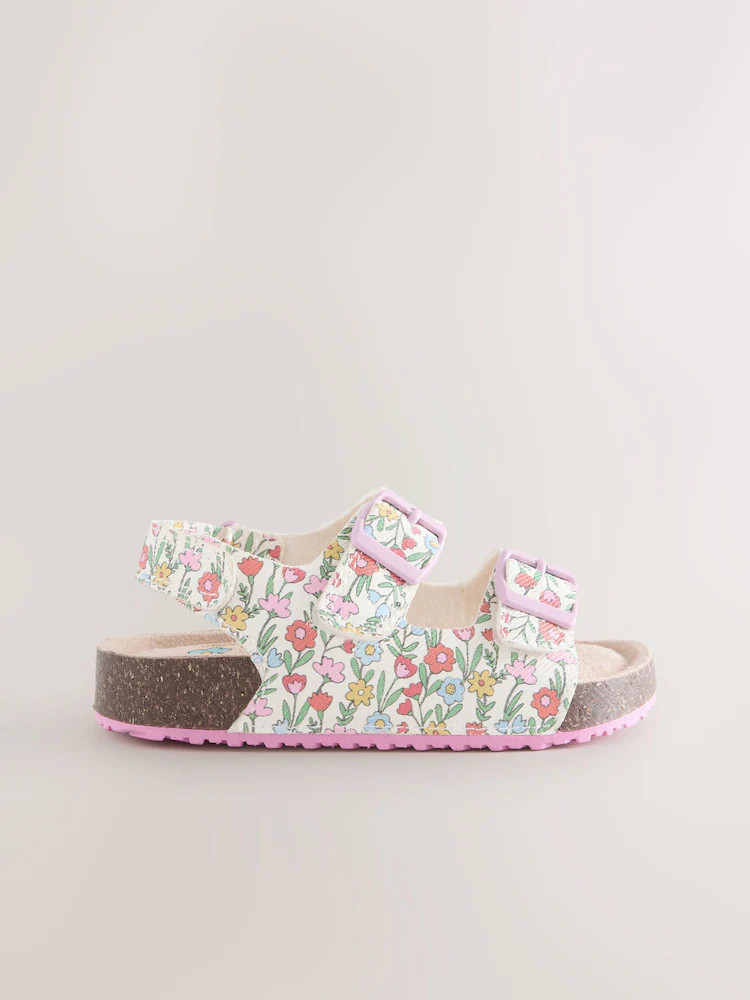 Multi Floral Standard Fit (F) Double Buckle Cushioned Footbed Sandals | Next US