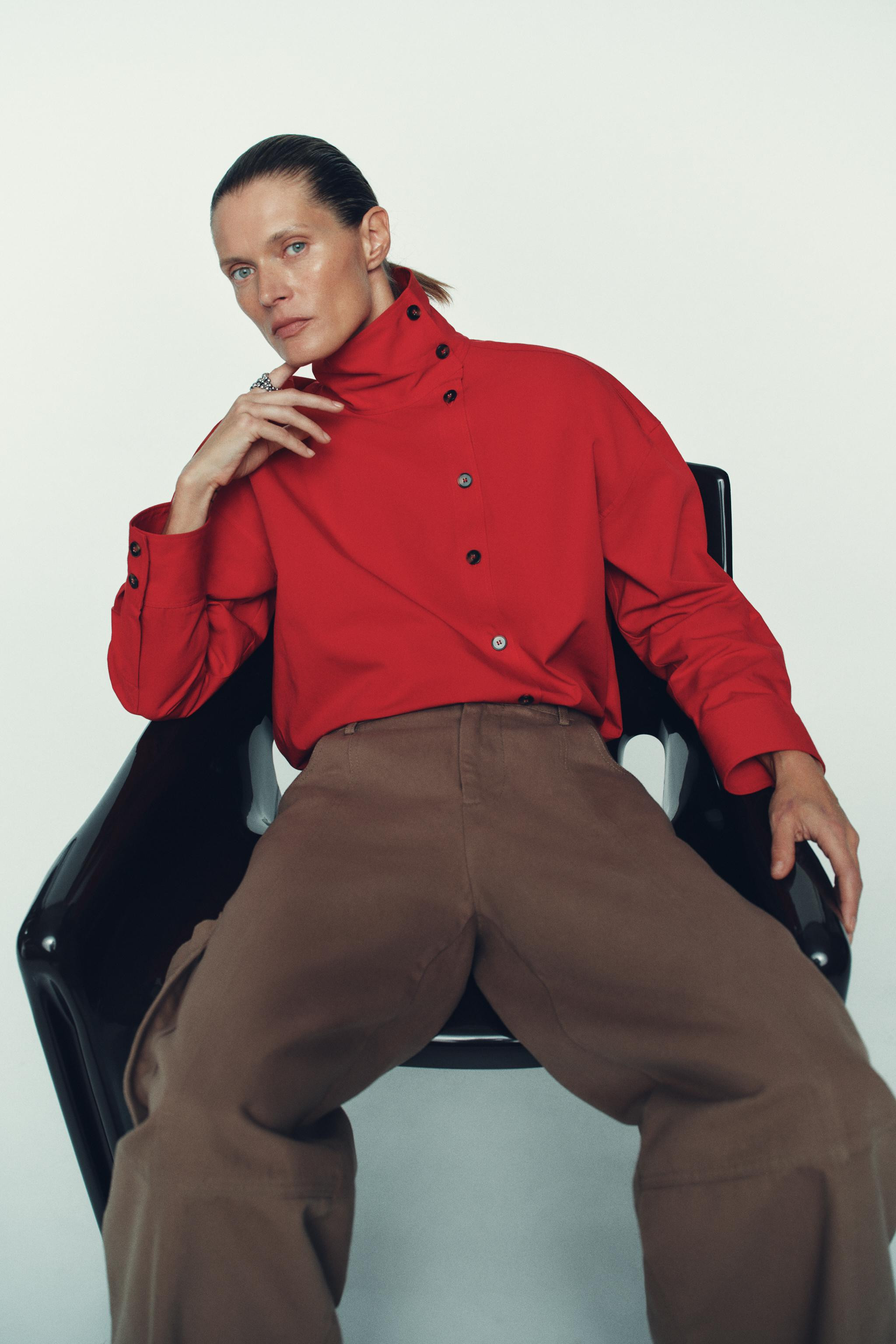 HIGH COLLAR WRAP SHIRT | Zara US