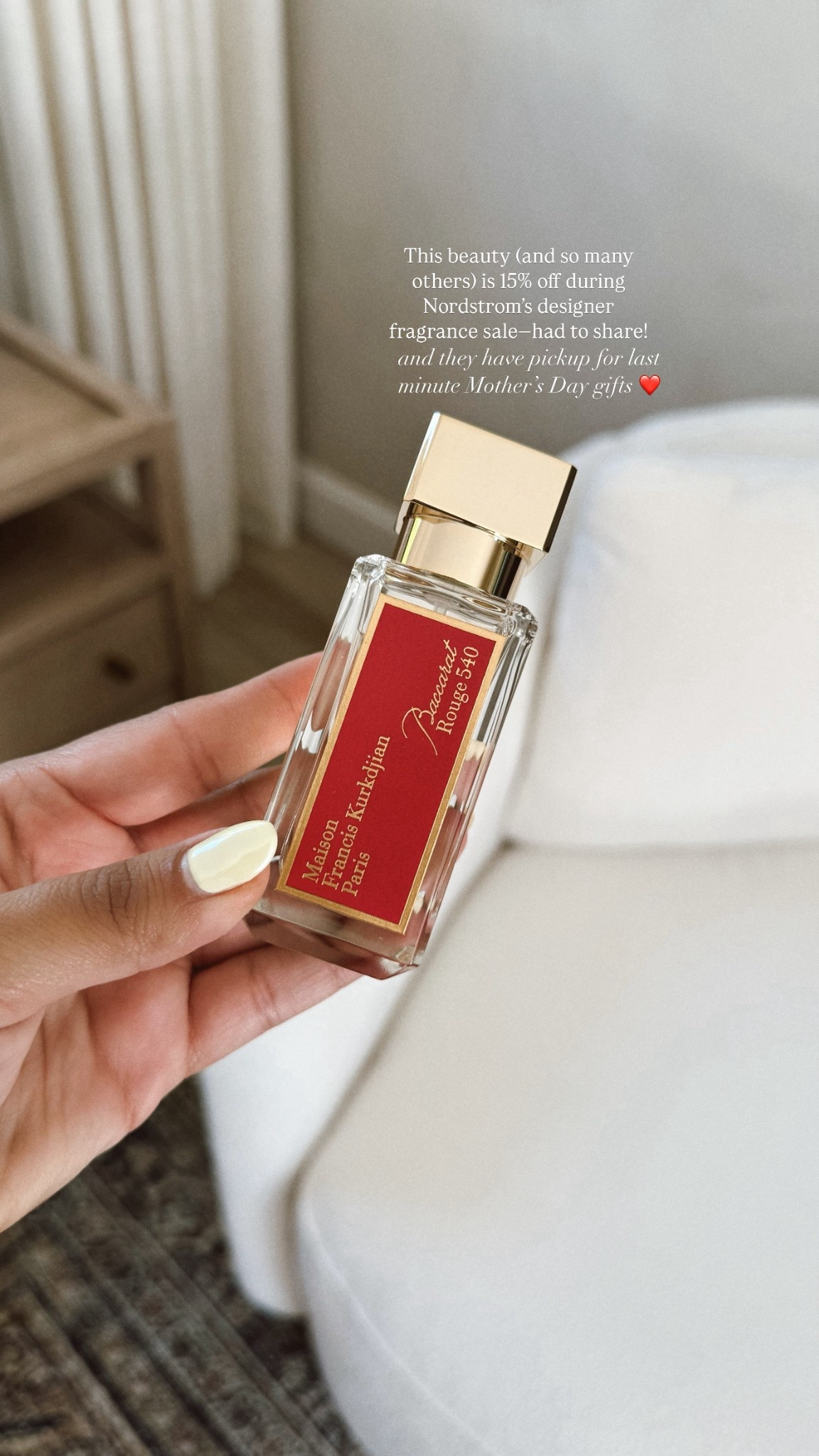 Nordstrom is having 15% off designer fragrances - the perfect time to grab that perfume you have been wanting for a while or stick up on your favorite! Linking my 3 favs on rotation below ❤️❤️❤️

Great last minute Mother’s Day gift too! They have pickup available ✨

#perfume #baccaratrouge #fragrance #parfumsdemarly #delina #ysl #libre #perfumegift #nordstrom #sale #salealert #giftformom #mothersdaygift 

#LTKSaleAlert #LTKBeauty #LTKGiftGuide