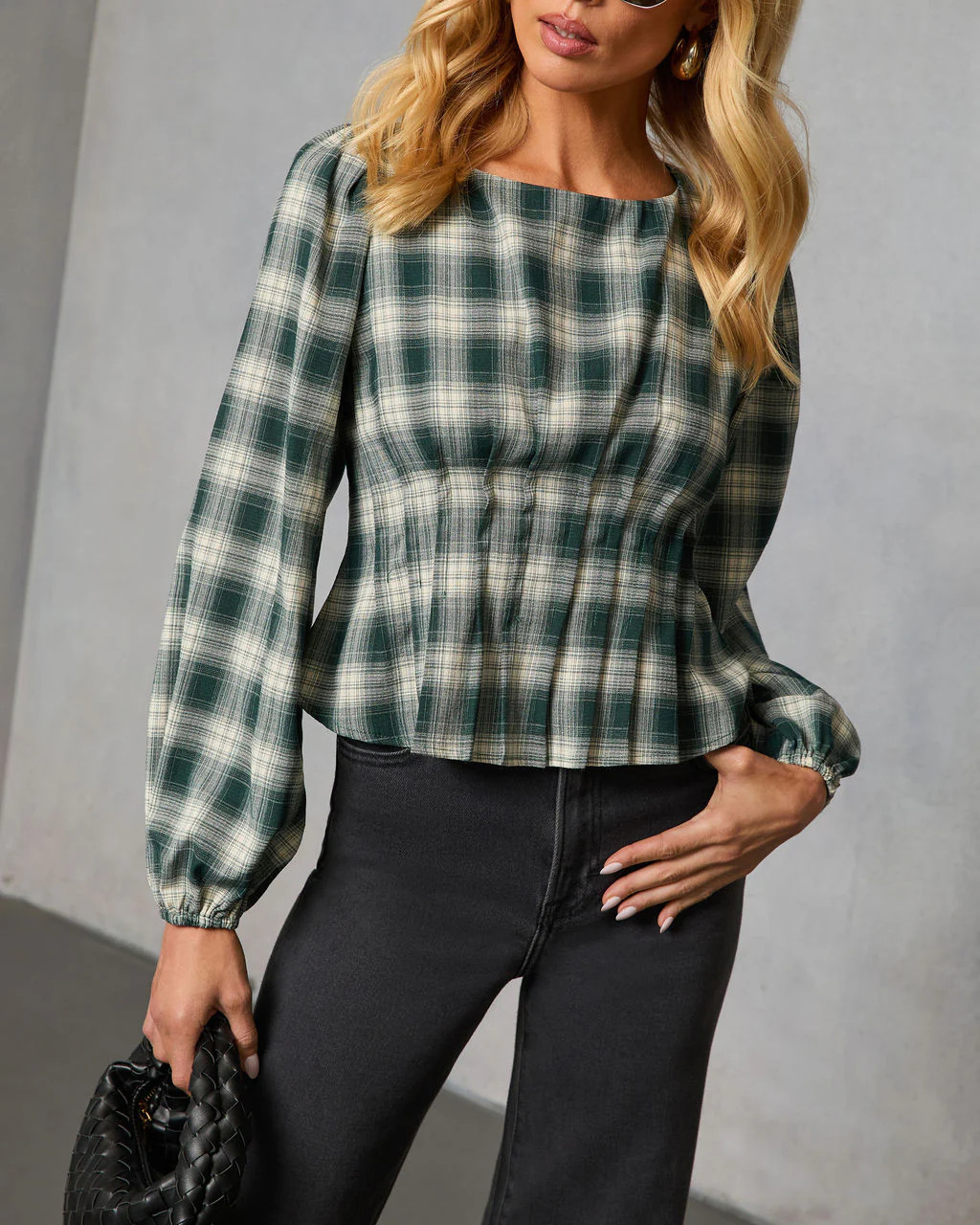 Seasoned Whimsy Plaid Peasant Top | VICI