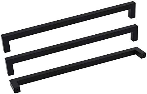 goldenwarm 18in Kitchen Cabinet Pulls Black Cabinet Handles-LSJ12BK458 Dresser Drawer Pulls Squar... | Amazon (US)