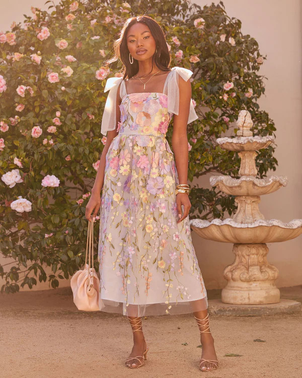 Falling Petals Floral Midi Dress | VICI