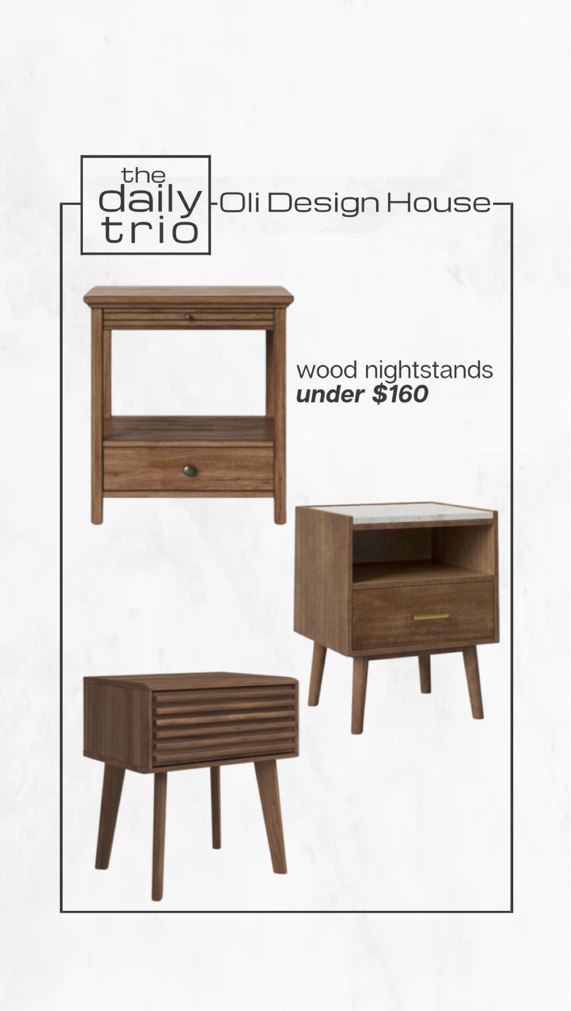 Wood nightstands under $160

Affordable bedroom furniture, wood nightstand, wood and marble nightstand, nightstand with one drawer, mid century modern nightstand

#LTKstyletip #LTKhome #LTKFind