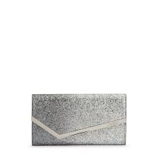 Anthracite and Silver Dazzling Coarse Glitter Dégradé Fabric Clutch Bag | Jimmy Choo (US)