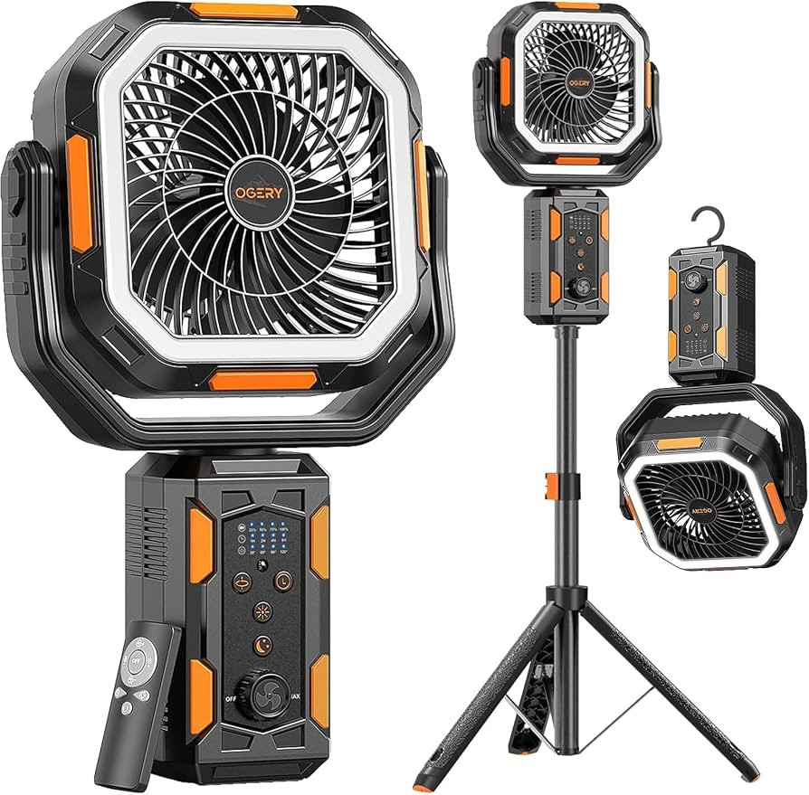 OGERY Camping Fan, Portable Fan with Adjustable Height Stand, 20000mAh Rechargeable Battery Power... | Amazon (US)