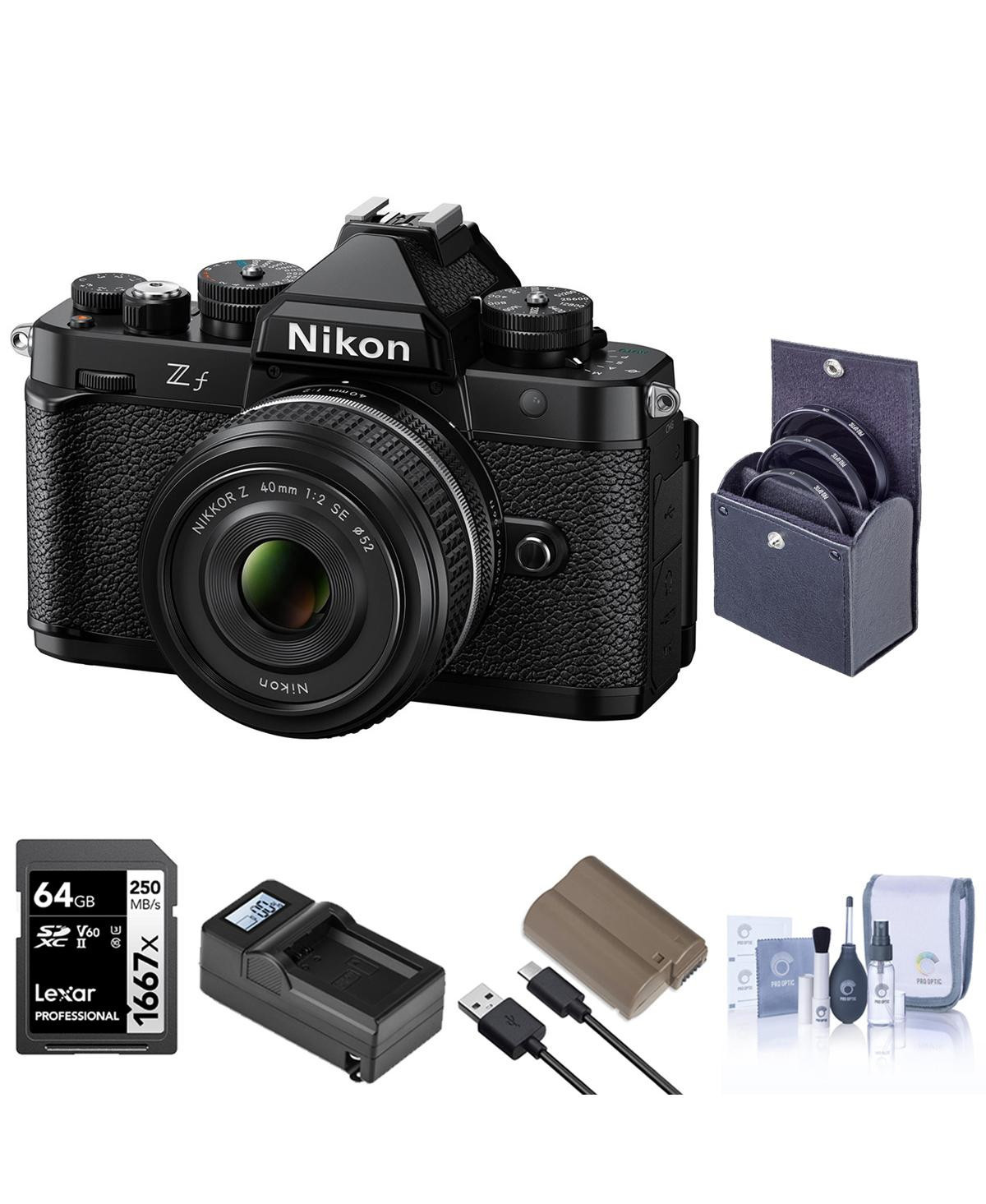 Nikon Z f Mirrorless Camera with Nikkor Z 40mm f/2 Se Lens, Bundle with 64GB Sdxc Memory Card, En-EL15c Lithium-Ion Battery and 40.5mm Filter Kit - Bl | Macy's