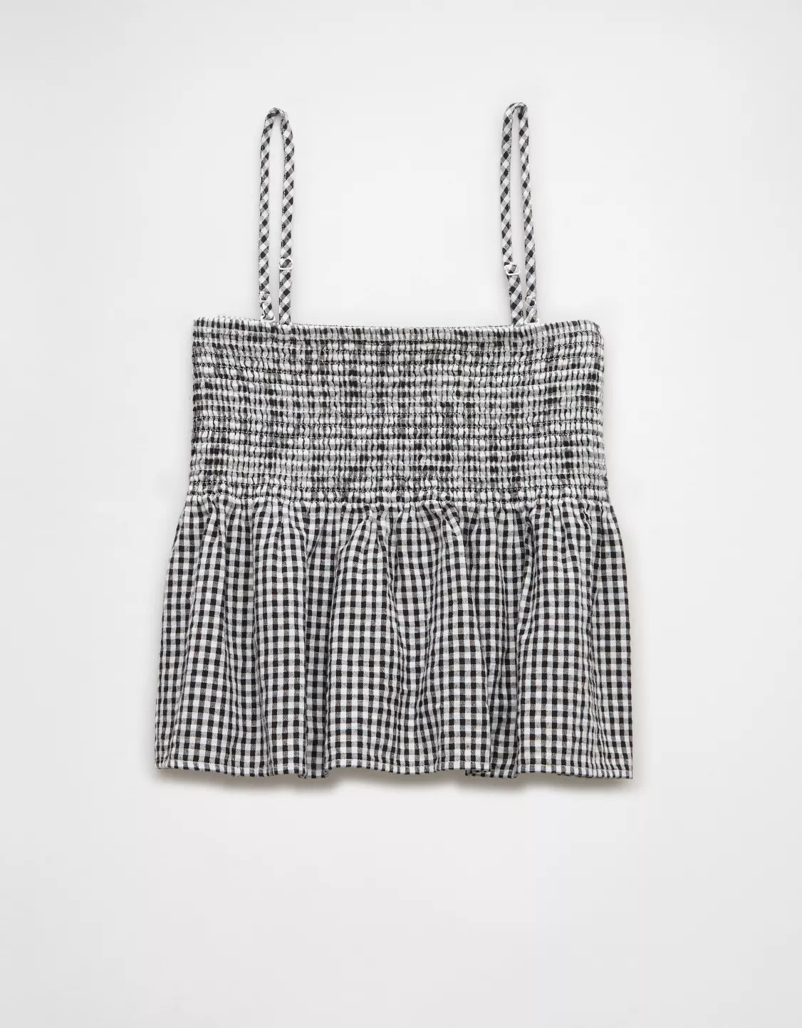 AE Smocked Gingham Babydoll Tube Top | American Eagle Outfitters (US & CA)