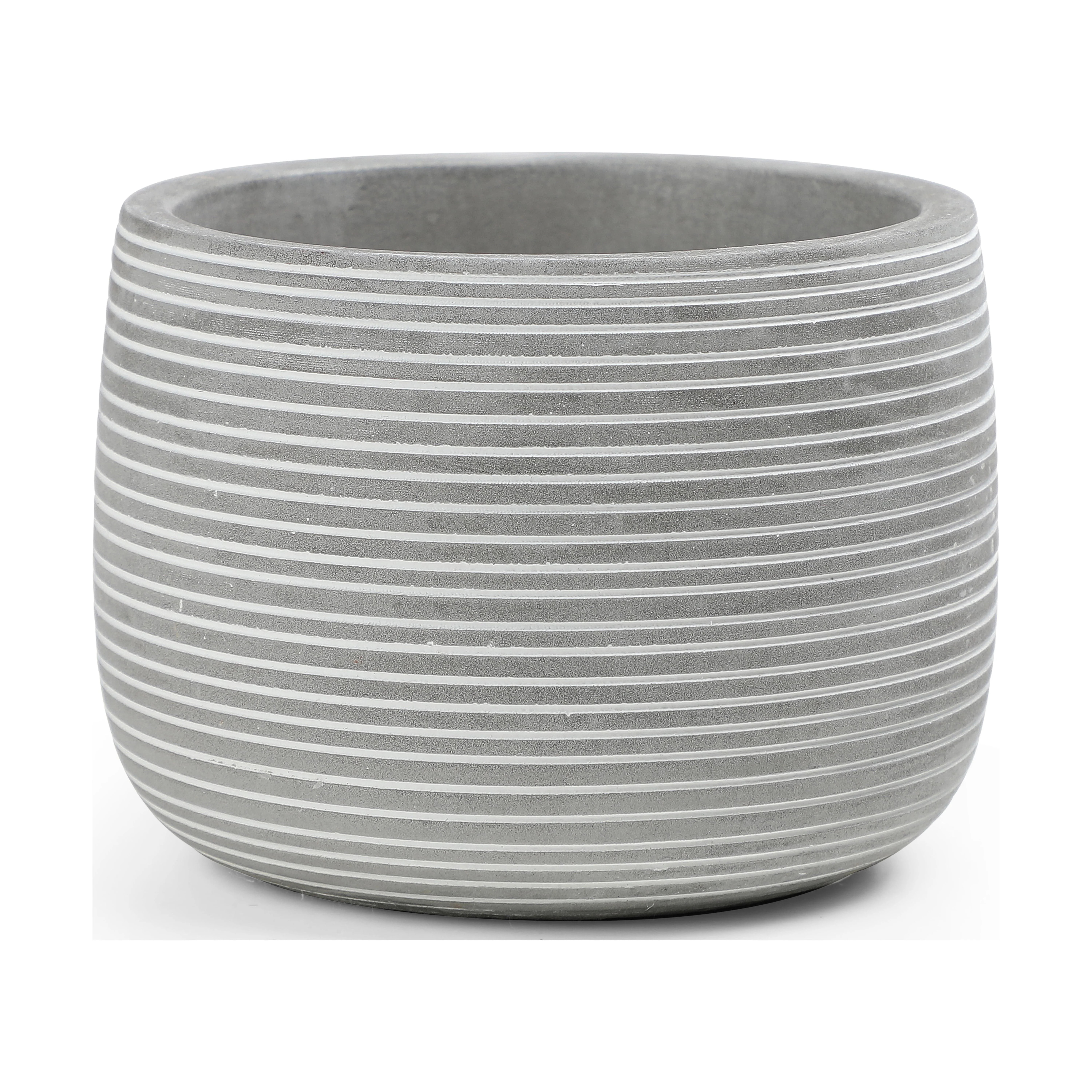 Mainstays Round Gray and White Striped Cement Decorative Pot, 5.7"L x 5.7"W x 4.1"H | Walmart (US)