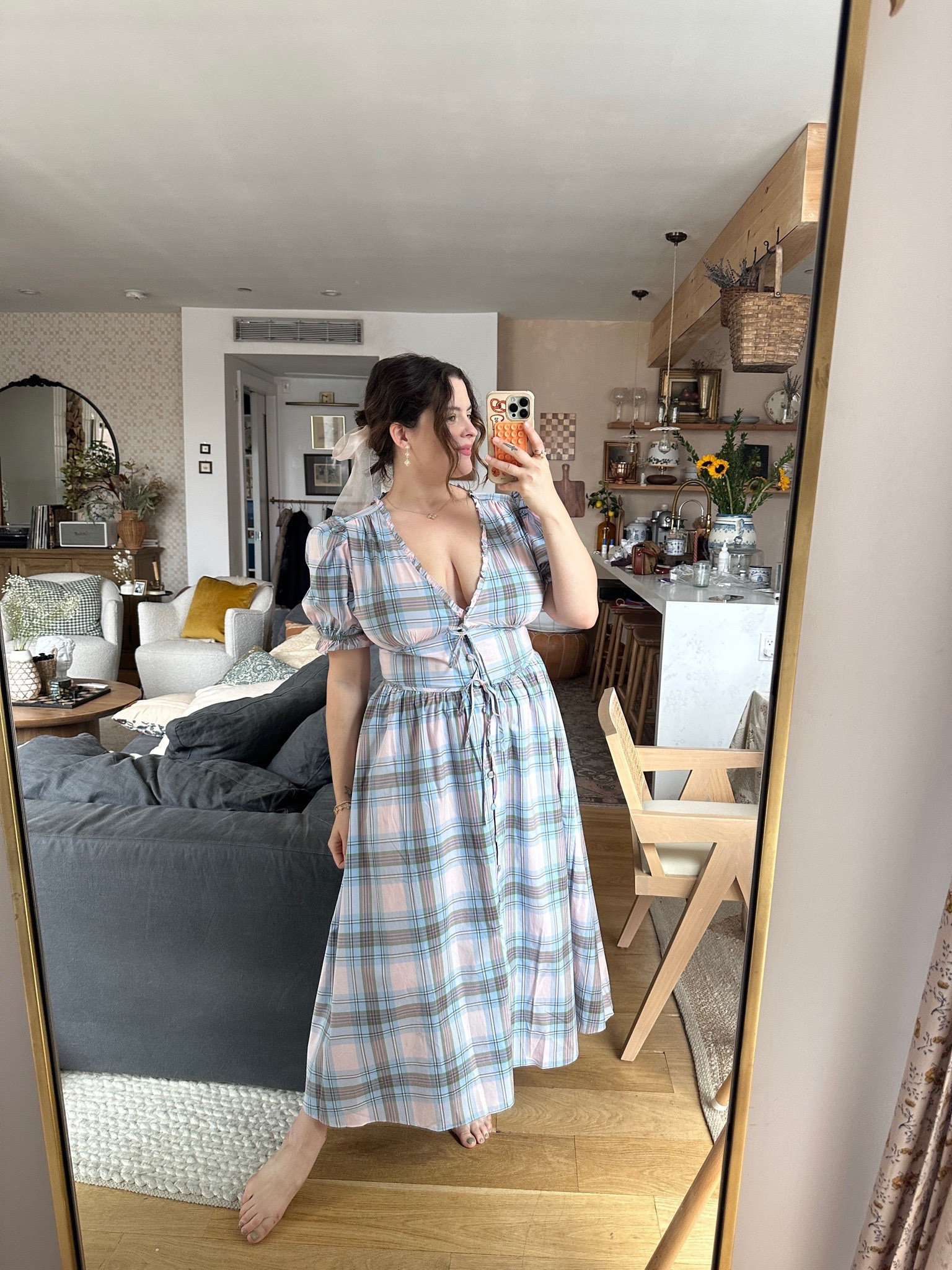 knee length dresses for ladies Greenville Gingham Midi Dress (Online Exclusive) Medium
