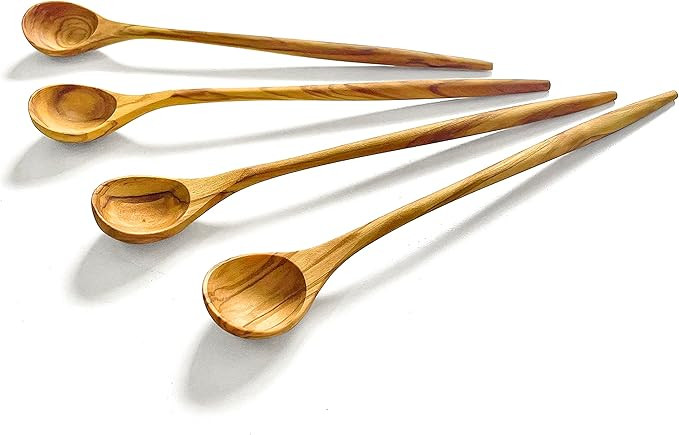 WONDERFUL 100% Natural Olive Wood Long Handle Spoons for Coffee, Tea, Milkshake Kitchen Stirring,... | Amazon (US)