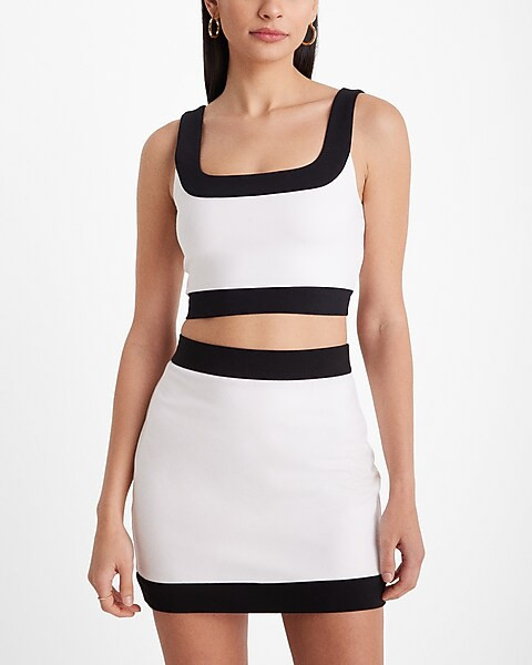 Body Contour Stretch Cotton Tipped Square Neck Cropped Tank | Express