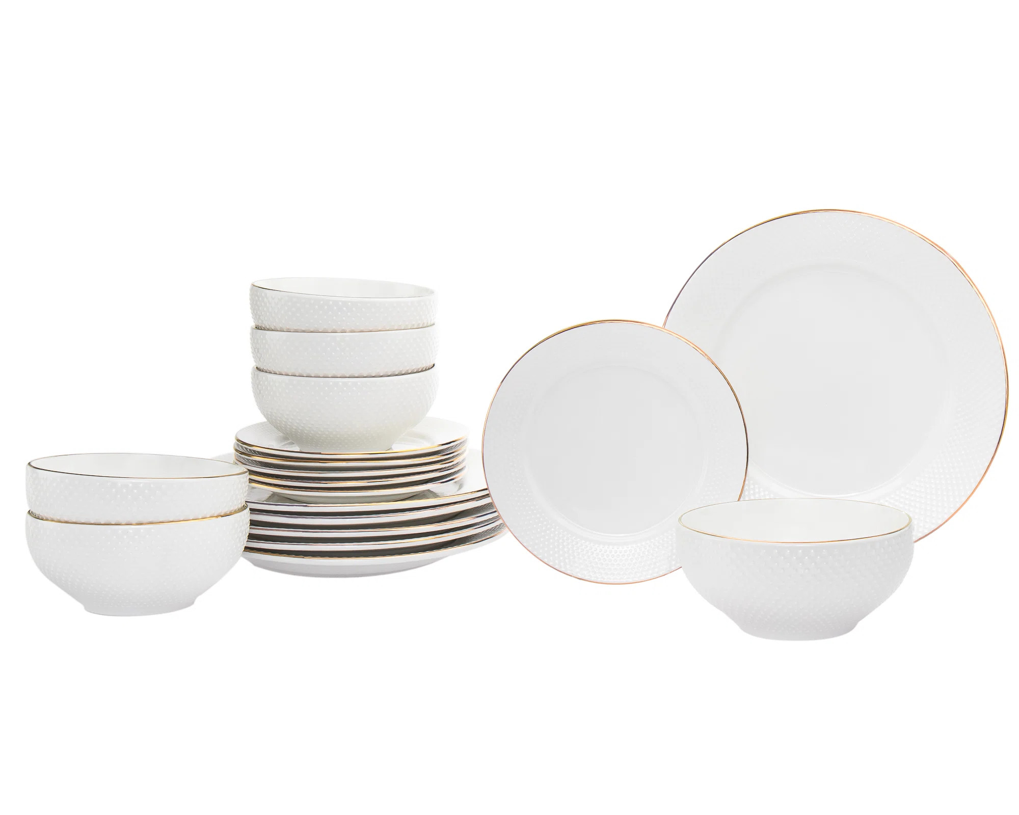 Pique Gold Rim 18 Piece Porcelain Dinnerware Set | Wayfair North America