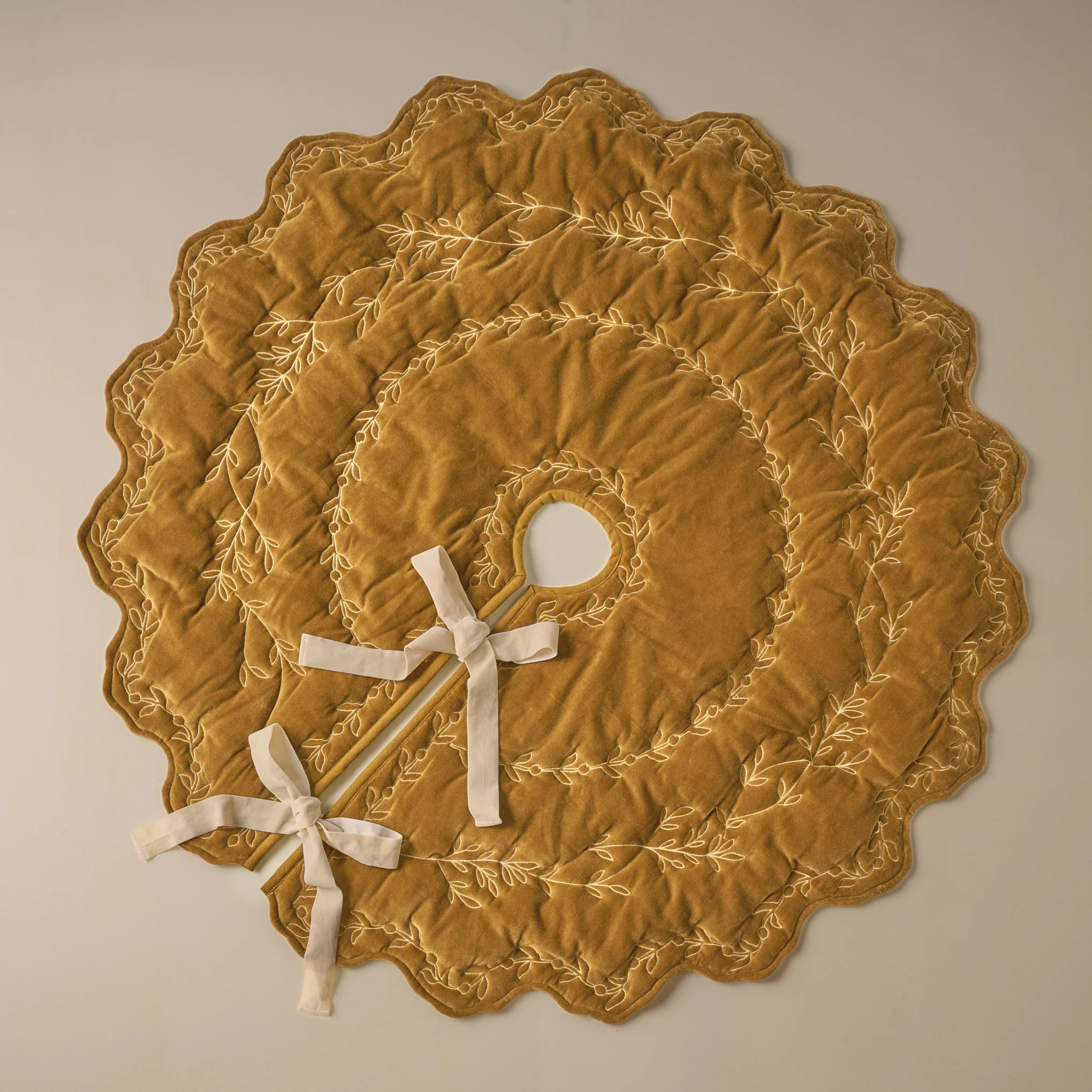 Amber Embroidered Velvet Tree Skirt | Magnolia