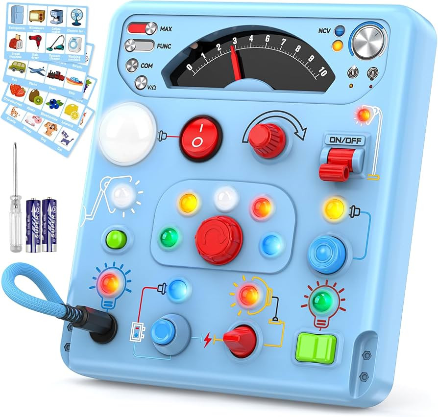 Busy Board Montessori Toys for Toddlers 1 2 3 4 Year Old with 13 LED Lights, Sensory Board Toys E... | Amazon (US)