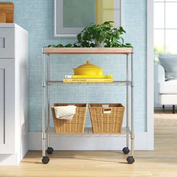 Adjustable Kitchen Cart Manufactured Wood Top | Wayfair North America