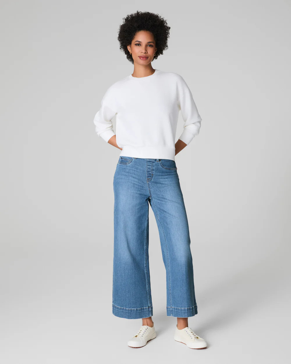 SPANXshape™ EveryWear Cropped Wide Leg Jeans, Stonewashed Blue | Spanx