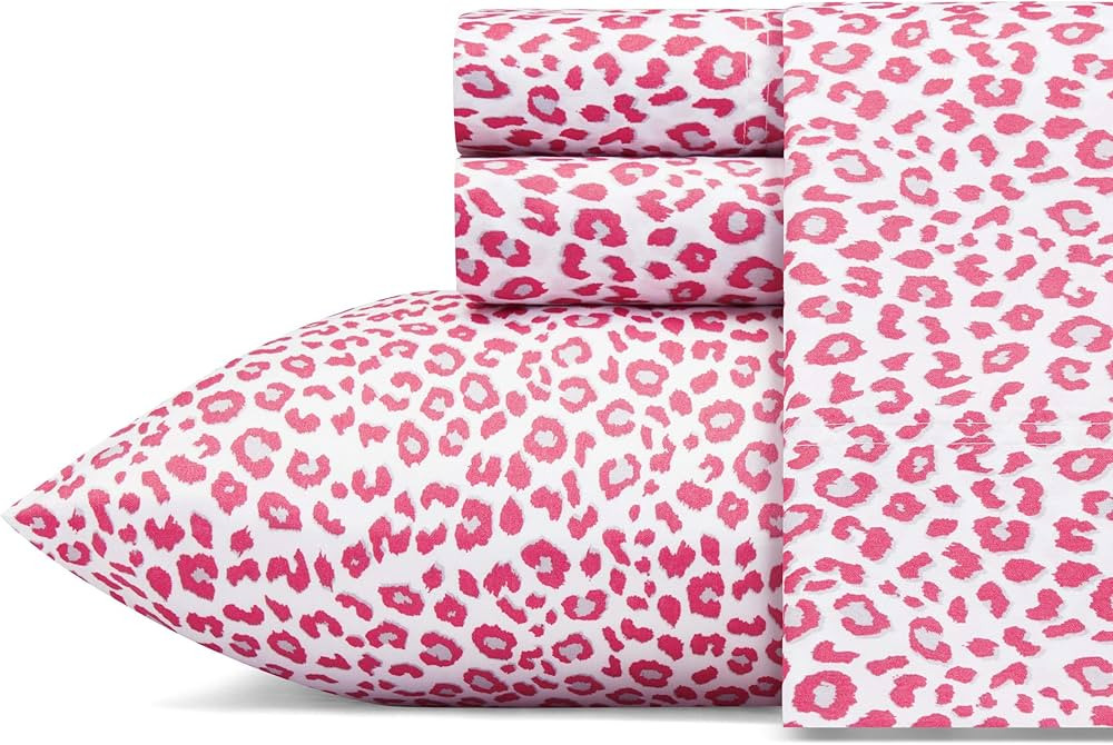 Betsey Johnson Betsey'S Leopard Microfiber Pink 4 Piece Sheet Set-King | Amazon (US)