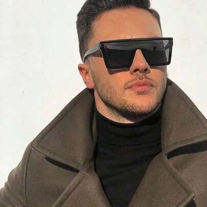 One Pair Of Black Oversized One-Piece Fashion Glasses, Fashionable Street Snap Fashion Glasses Beach Accessories Glasses Shades | SHEIN