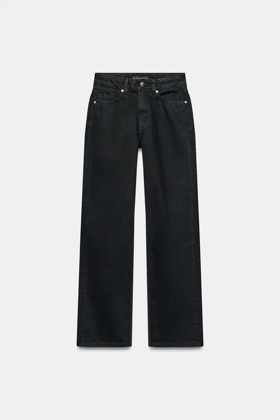 HIGH-WAIST - REGULAR LEG - LONG LENGTH - RIGID

High-waist jeans with a five-pocket design. Regular, long leg. Front zip fly and button fastening. | Zara UK