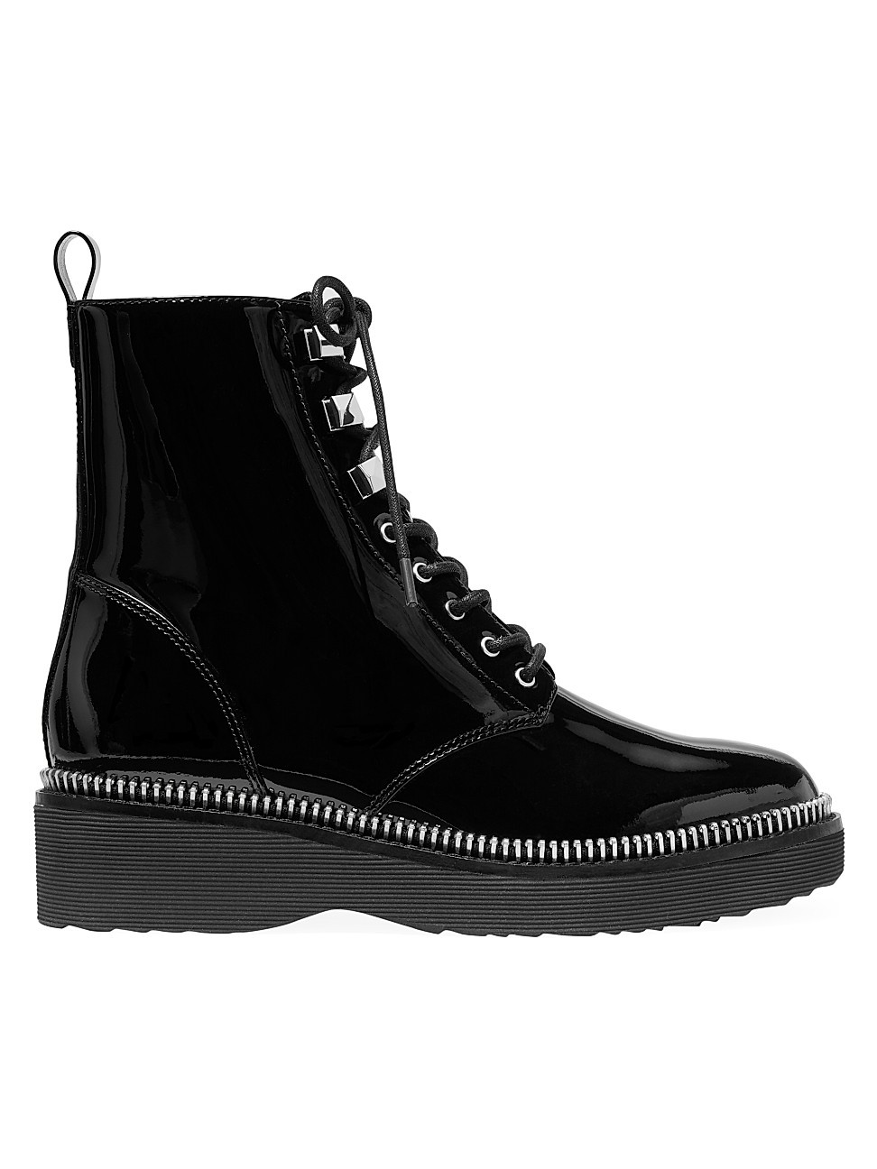 MICHAEL Michael Kors Women's Haskell Patent Leather Combat Boots - Black - Size 6 | Saks Fifth Avenue