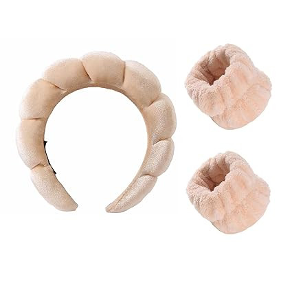Spa Headbands for Washing Face, Makeup Headband, Skin Care Headbands, Wristband Set, Bubble Facia... | Amazon (US)