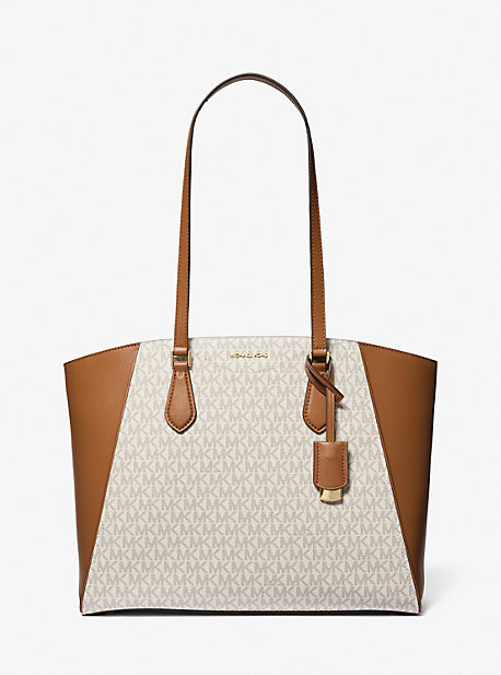 Taryn Large Signature Logo and Leather Tote Bag | Michael Kors US