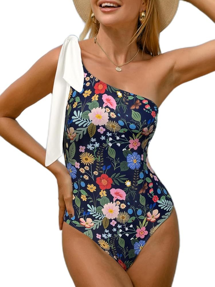 BIKINX Sexy One Piece Swimsuit for Women One Shoulder Bathing Suit Tummy Control Cutout Bow Tie M... | Amazon (US)
