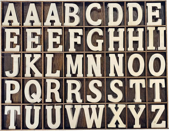 205 Pieces 2 Inch Wooden Letters Wood Alphabets for Crafts,Organized with Extra Common Letters | Amazon (US)