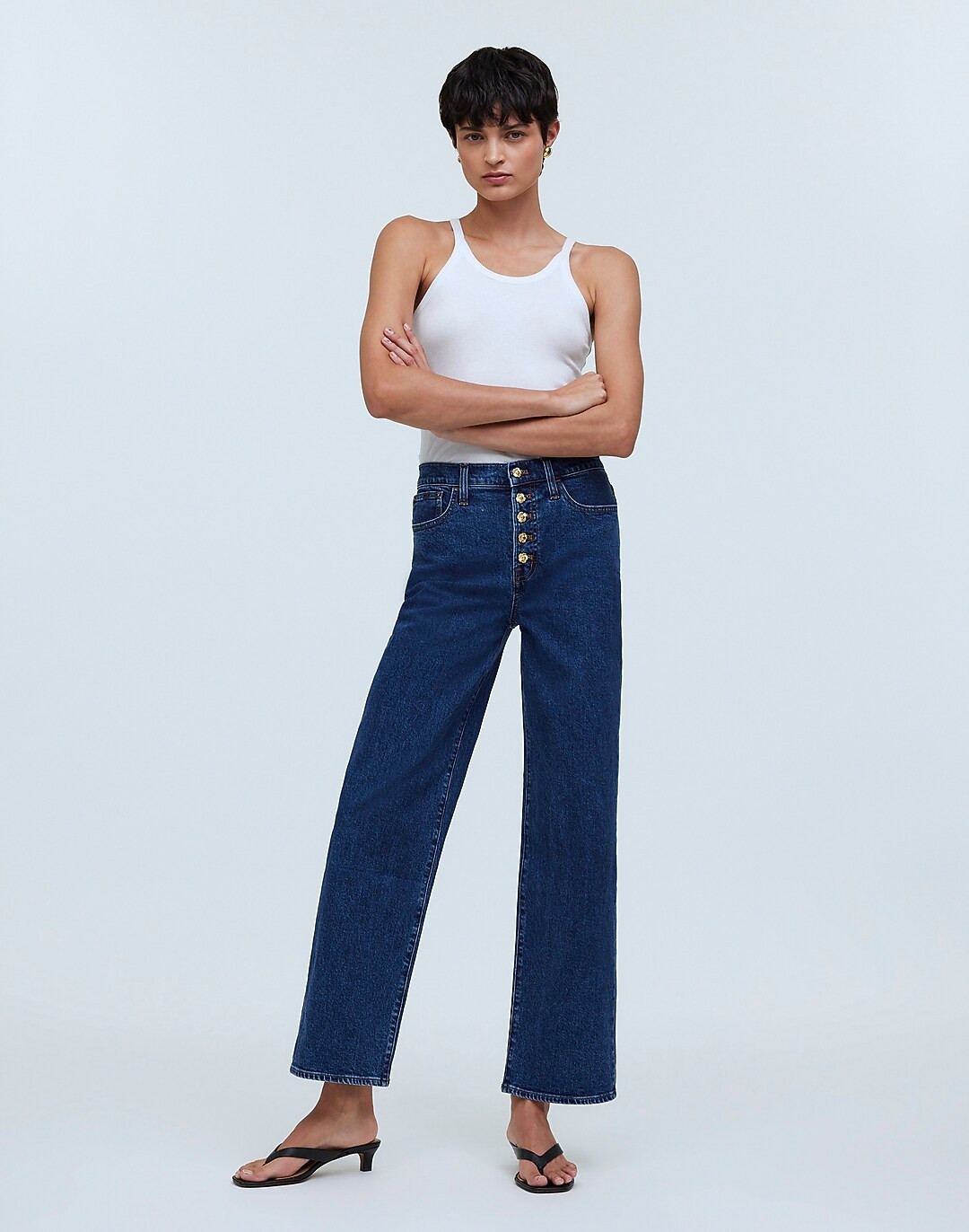 The Perfect Vintage Wide-Leg Crop Jean in Marbern Wash: Button-Front Edition | Madewell