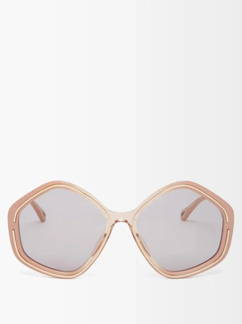 Chloé - Kheene Oversized Acetate Sunglasses - Womens - Nude Grey | Matches (US)